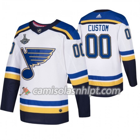 Camisola St. Louis Blues Personalizado Adidas 2019 Stanley Cup Champions Branco Authentic - Homem